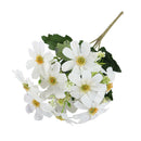 Artificial Silk  Flower Bouquet 5 Stems 10 Heads, 33cm/12.99''-White