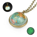 Double Sided Glass Glow in the Dark World Map Galaxy Planet Necklace Pendant
