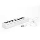 7 Ports High Speed USB 2.0 Hub Splitter w/ON/OFF Switch for Laptop (White)