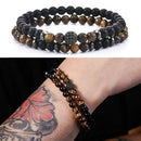 2X Fashion Tiger Eye Natural Stone Beads Bracelet Men Women Couples Jewelry
