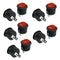 10 Pcs SPDT Black Red Button On/On Round Rocker Switch AC 6A/125V 3A/250V G7X8