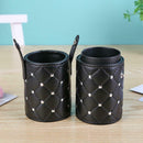 Fashion Leather Makeup Brush Storage Case Empty Holder Organizer (Black S) A
