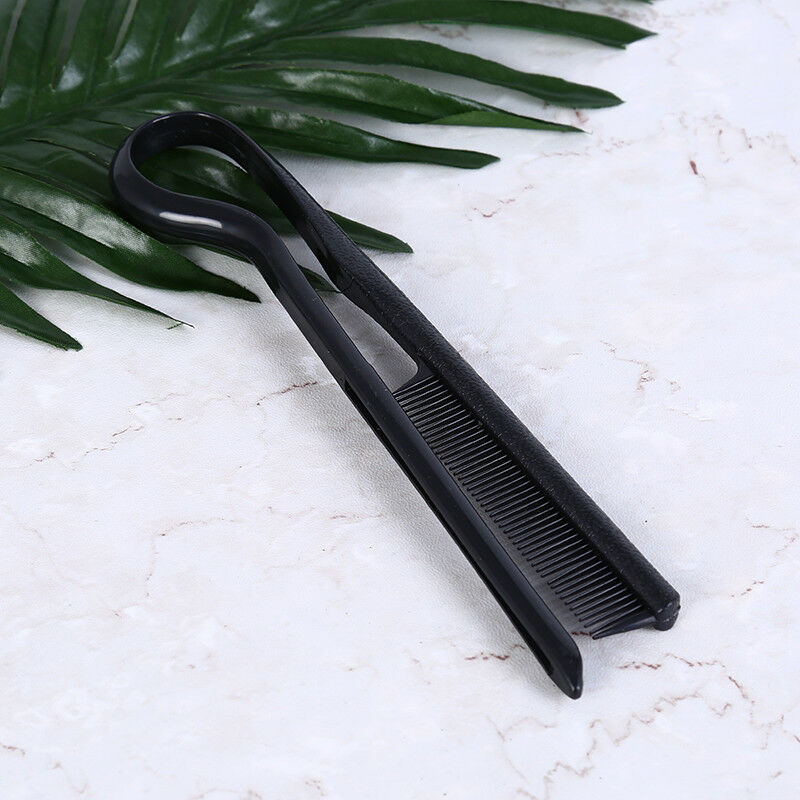 black folding v-shape comb hair straightener hairdressing straightene brush3SE