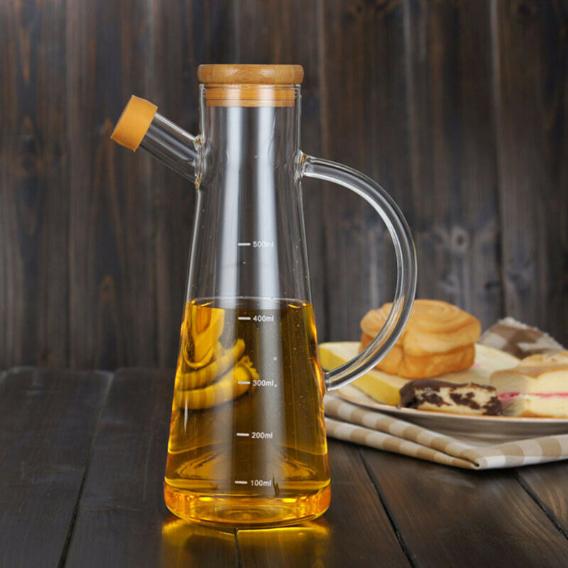 500Ml High Borosilicate Glass Olive Oil Vinegar Pot Dispenser Bottles Vineg T3B1