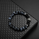 leopard head style excellent jewelry black matte agate energy stone bracelet JR