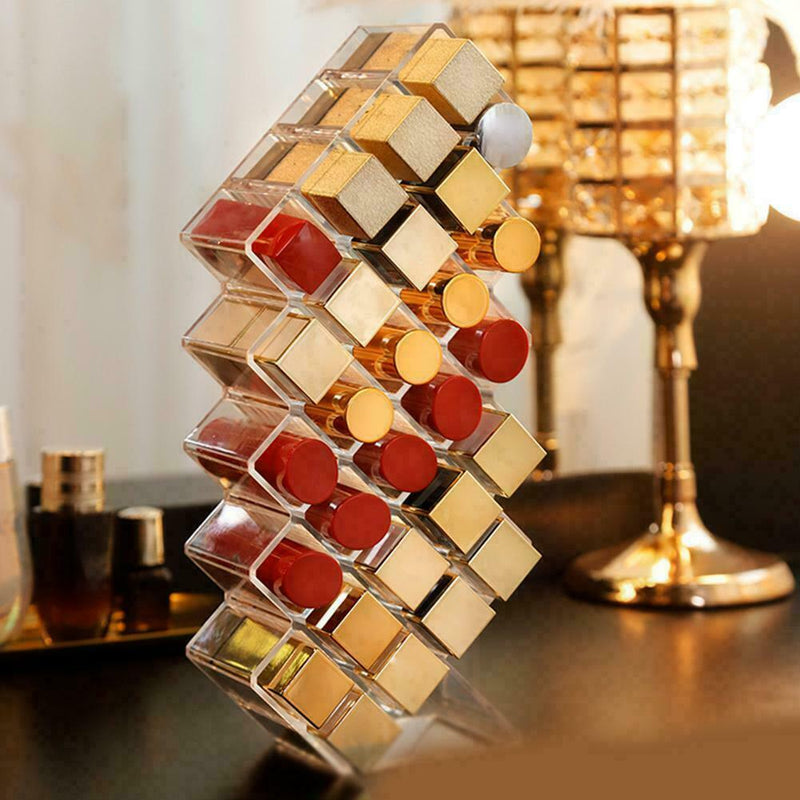 Clear Acrylic 28 Lipsticks Stand Holder Makeup Organizer Cosmetic Big Stora J8C2