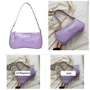Women Totes Bags Alligator PU Elegant Shopping Shoulder Handbag (Purple)