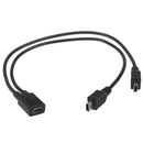 Mini USB 2.0 Female To Dual 2 Male Splitter Cable Y Extension Charger Adapte@
