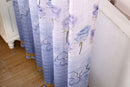 Blue Roses Polyester Voile Lattice Curtains Window Blinds Beads Trims 1x2.5M