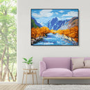 Painting By Numbers Kit DIY River Mountain Canvas Oil Art Picture Craft A
