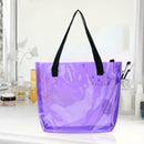 Clear PVC Transparent Shopping Bag Shoulder Handbag Women Totes (Purple)