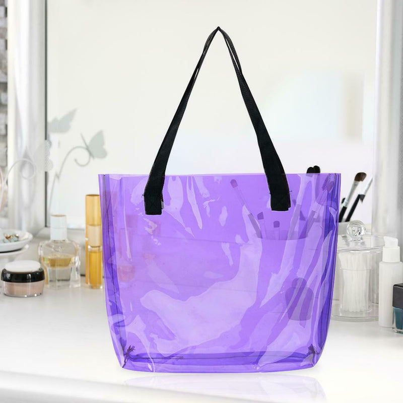 Clear PVC Transparent Shopping Bag Shoulder Handbag Women Totes (Purple)