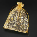 100pcs Champagne Eyelash Organza Drawstring Pouches Jewelry Party Wedding F A8Q5