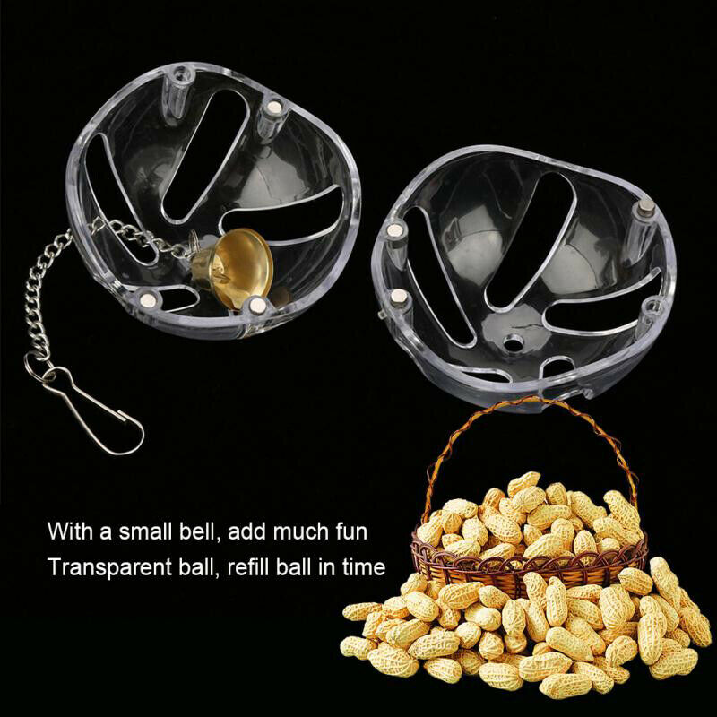 Parrots Ball Feeder Hanging Cage Feeding Birds Bell Foraging Chain For TreatA3C