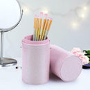 Portable PU Leather Cosmetic Storage Box Makeup Pen Brush Cup (L Pink) A