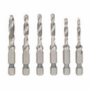 6pcs HSS Drill Tap Countersink Combination Deburr Bits Set With 1/4inch Hex