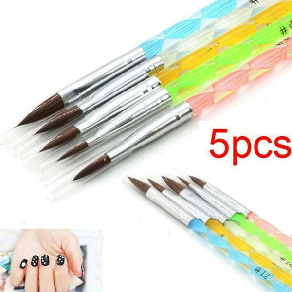 5pcs Acrylic Nail Art UV Gel Carving Pen Brush Liquid Powder No.4 6 8 10 12 Sets