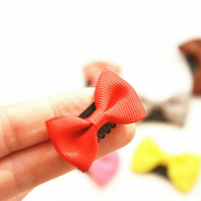 10Pcs Kids Boy Girl's Bow Ribbon Hair Bow Mini Latch Clips Hair Clip Hairpins