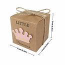 50pcs Baby Shower Candy Box Little Prince Little Princess Crown Kraft Boxes