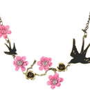 Swallow Flowers Crystal Pendant Chain Fashion Elegant Gorgeous Necklace