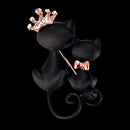 Crown Cats Rhinestone Brooch Badge Jacket Sweater Lapel Shirts Pins Jewelry