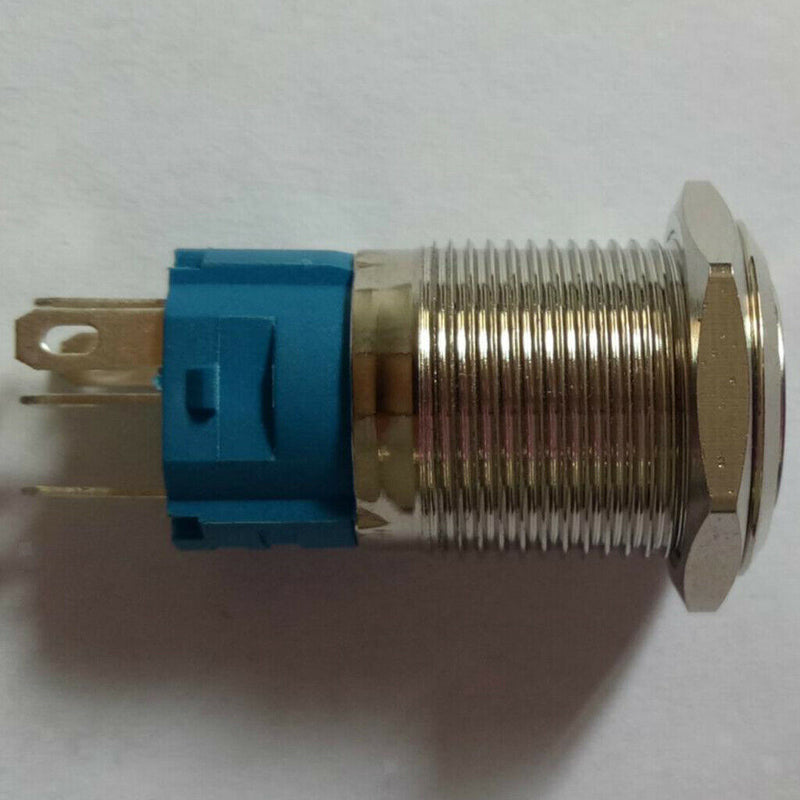 16mm Latching Push Button Switch - 220V Green LED Light - Durable Metal Switch -