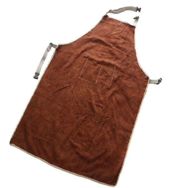 Welder Apron Heat Insulation Welding Artificial Cowhide Brown 95x65cm
