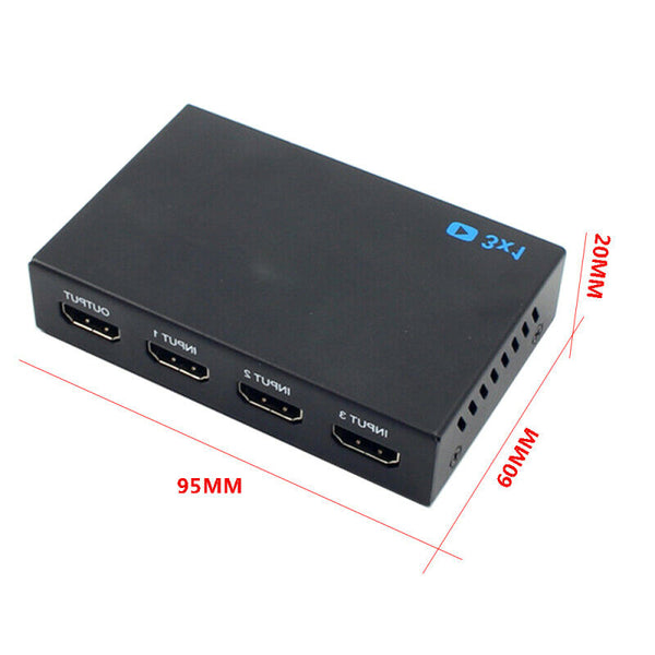 Portable 3x1 HDMI Splitter Switcher 4 Port Hub Box Auto Switch 1 In 3 Out  MIL
