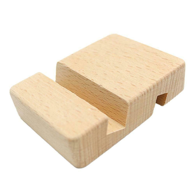 Portable Wooden Double Slot Phone Holder Mobile Desktop Phone Stand Universal
