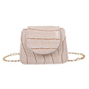 Pure Color Leather Mini Shoulder Bags Women Chain Messenger Bags (Beige)