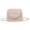 Pure Color Leather Mini Shoulder Bags Women Chain Messenger Bags (Beige)