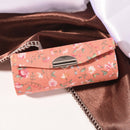 Fashion Floral Cloth Lipstick Case Holder With Mirror Inside & Snap-On Closur3C