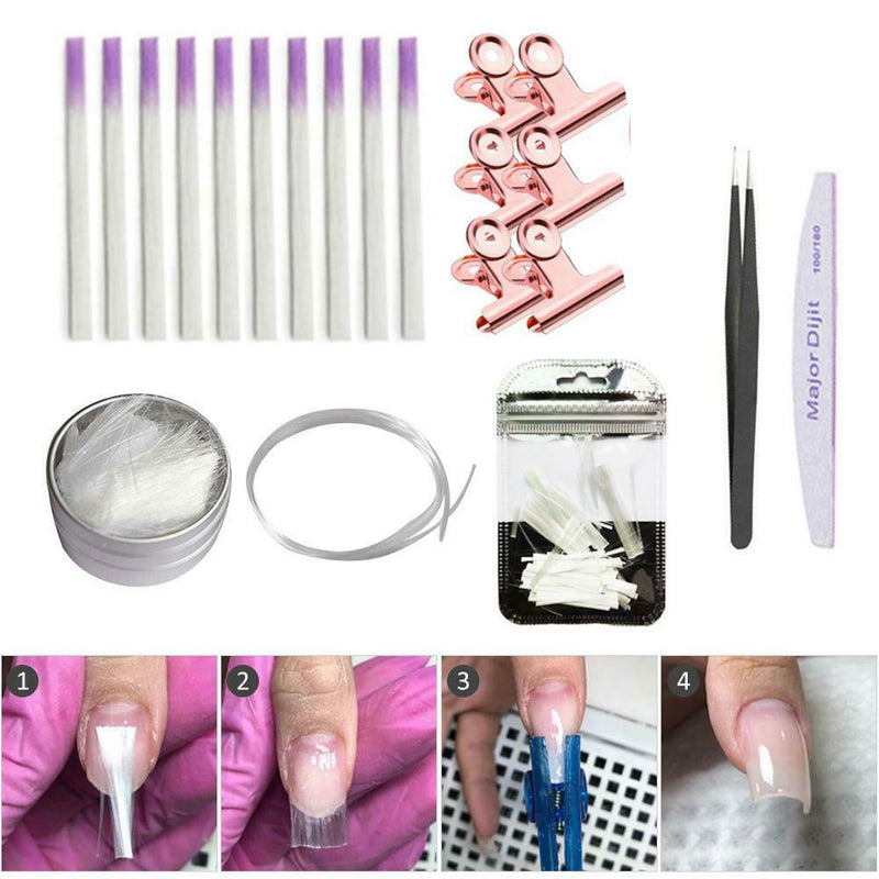 10pcs/pack Fiberglass Extension with Clear Liquid Building Gel Nail Art Tool Kit