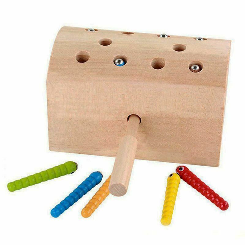 10Pcs Insects Basic Educational Development Wooden Magnetic Catch Insects G M3U9