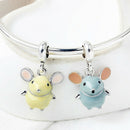 2pcs/set Enamel mouse pendant bangle trinket animal jewelry for women gift 3C