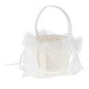 Beige Satin Flower Girls Basket Large  Bows Ribbons Wedding Supplies