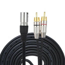 1 XLR Male to 2 RCA Male Plug Stereo Audio Cable Connector Y Splitter Wire  Y2W2