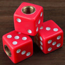 4pcs Red Dice Car Wheel Tire Air Valve Stem Caps Rims Cover Decor Accessories