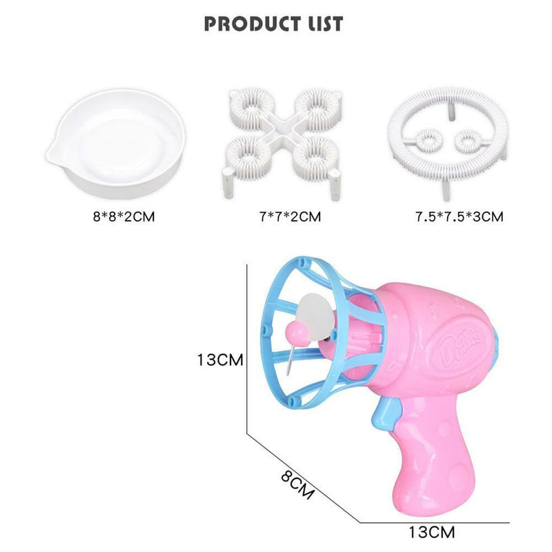 Plastic Electric Automatic Bubble Machine Fan Gun Blower Kids Playing Toys hv2n