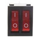 Red Light Illuminated 6 Pin Dual SPST ON/OFF Boat Rocker Switch AC 15A/250V