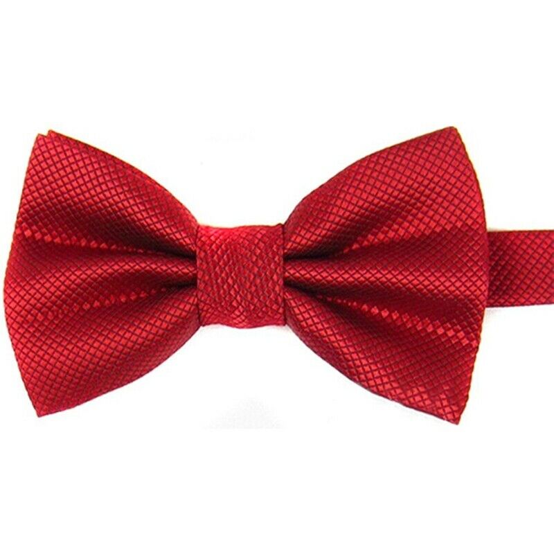 Men's Plain Polyester Pre Tied Wedding Bow Tie (red) B3D7