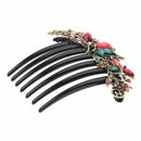 Flower Mix Color Metal Rhinestone Wedding Hair Comb Pin Clip 4.22"