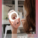 Mini Portable LED Fill Light Makeup Mirror with Handheld Fan USB Rechargeable