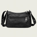 Soft Leather Shoulder Bag Women Big Capacity Zipper Crossbody Pouch (A-880)