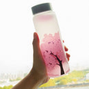 420Ml Cherry Gradient Color Glass Water Bottle with Protective Bag for Kids