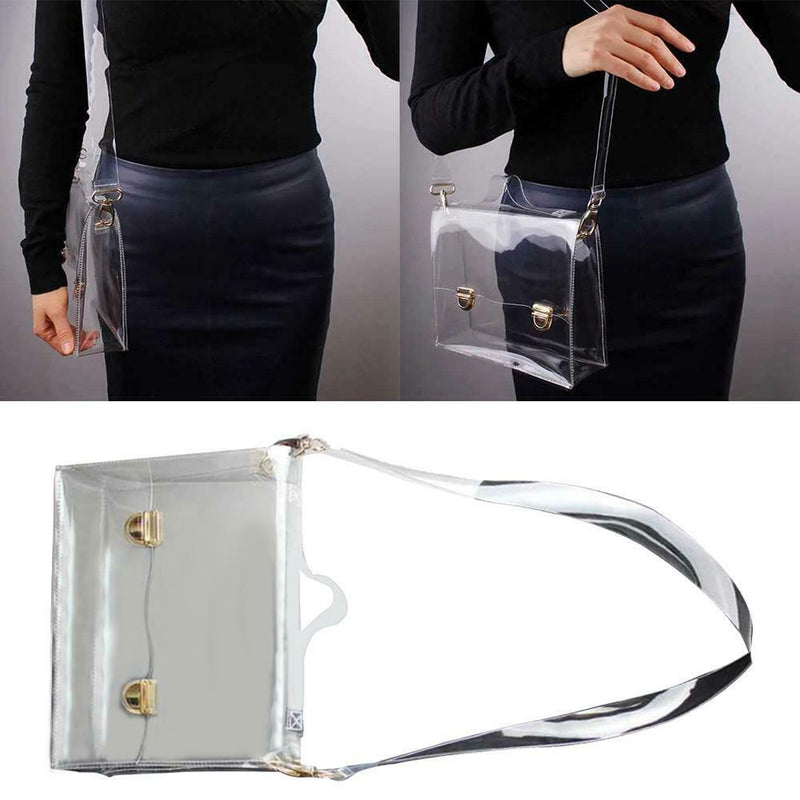 Girls PVC Transparent Clear Clutch Bag Chain Tote Jelly Bag Shoulder Handbag