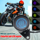 7-Color Backlight LCD Digital Motorcycle Speedometer Odometer Tachometer 12V