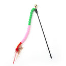 Cat Teasing Stick Colorful Pompom Feather Wand Fun Pet Teaser Rod Toys (01)