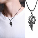 Men's Punk Necklace Stainless Steel Dragon Flame leather chain Pendant Necklace