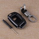 Carbon Fiber Style Car Key Cover Shell Case Chain Fit for Hyundai Tucson Elantra